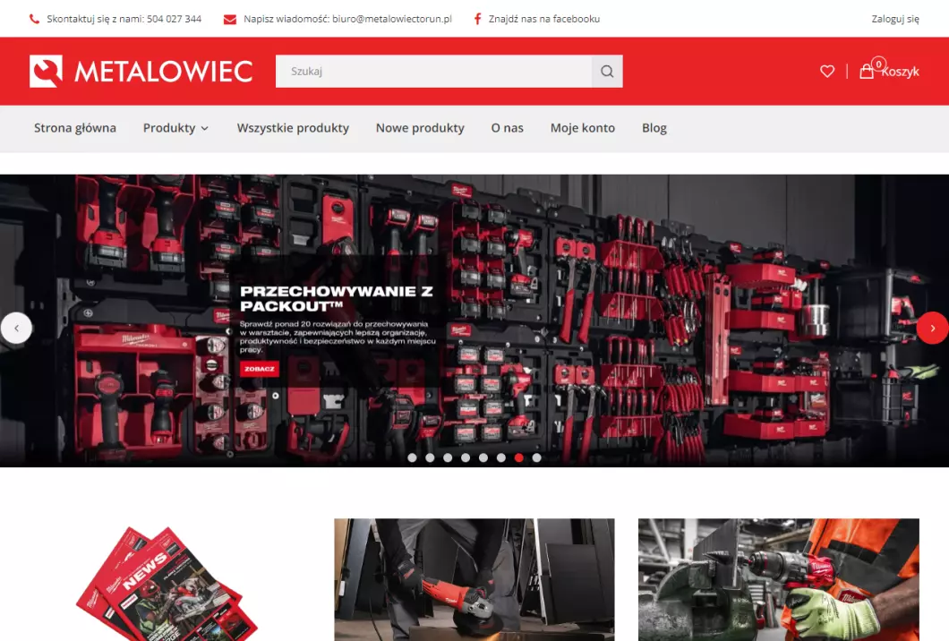 Sklep Metalowiec Toruń - dystrybutor narzędzi Milwaukee - podgląd